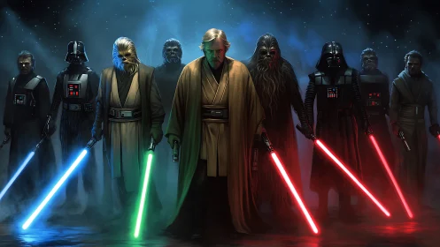 Legendary space heroes and villains uniting in the mist.