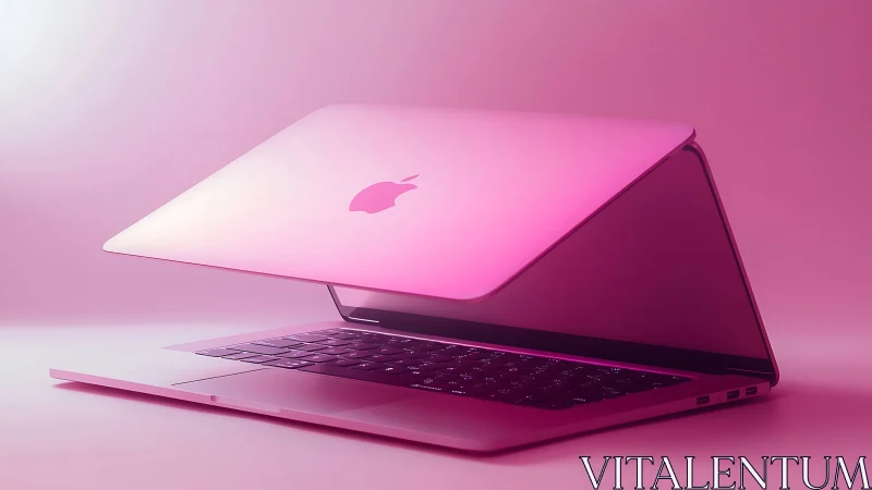 Pink aluminum ultrabook in gradient studio lighting profile view