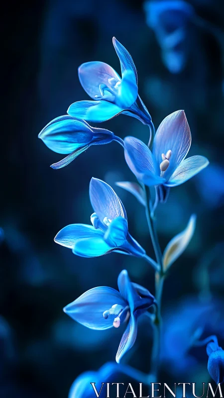 Midnight sapphire blossoms humming softly to moonlight.