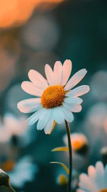 Solitary Daisy Strikes a Luminous Pose Against Emerald Twilight