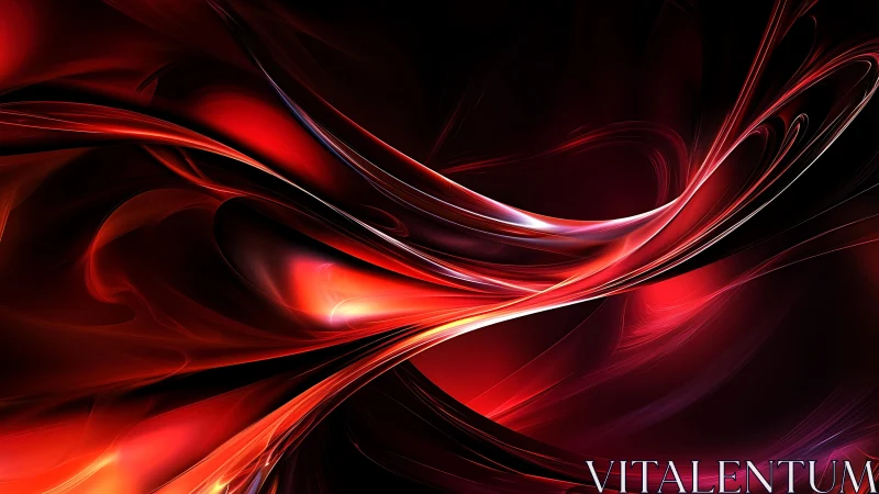 Vivid Red Abstract Digital Art with Flowing Light Streaks.