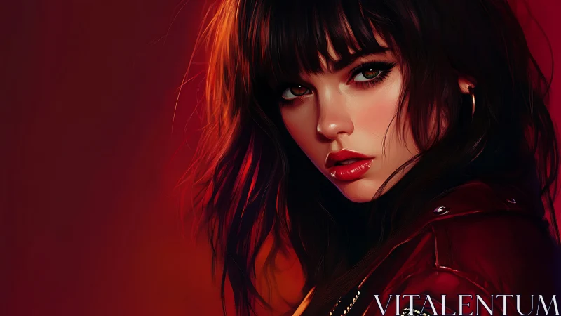 High-contrast digital portrait renders cinematic red side lighting