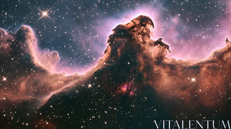 Dust pillar and ionized gas front in star-forming nebula.