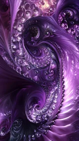 Violet fractal vortex with swirling metallic petals.