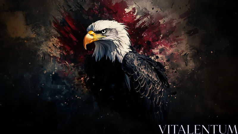 Majestic Bald Eagle in Dramatic Abstract Digital Art Style.