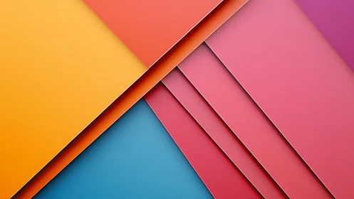 Colorful diagonal layers create bold geometric abstraction.