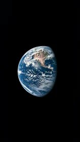 Earth viewed from space with North America in partial daylight