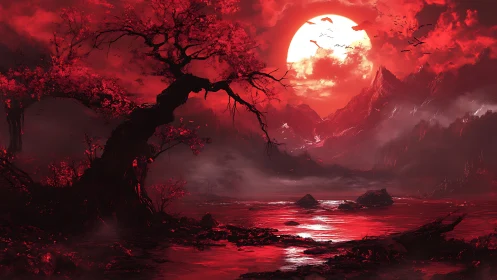 Bloodmoon valley burns beneath a crimson, haunted sky.
