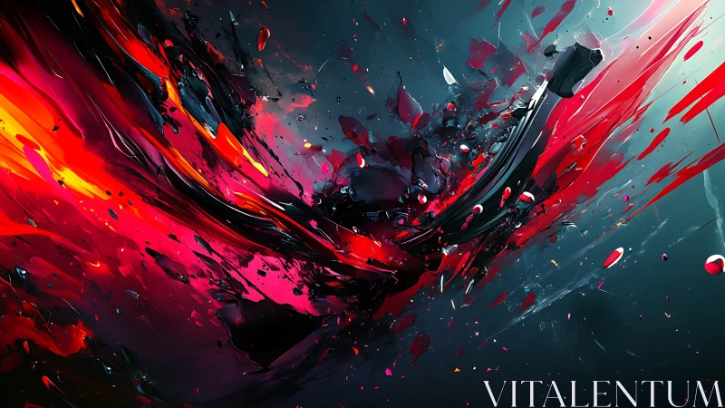 Crimson energy burst in dynamic digital abstract painting.