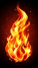 Radiant Fire Flame with Luminous Particles.