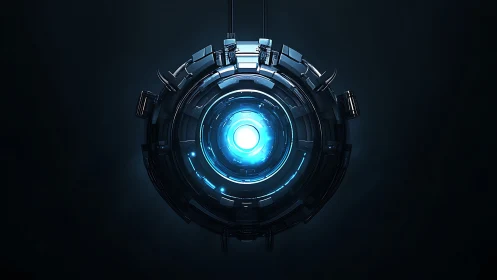 Gentle blue reactor core glowing in a quiet digital void.