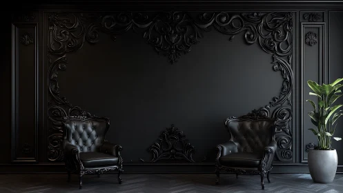 Velvet shadows host a baroque duel between chairs and silence