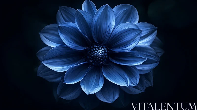 Indigo Bloom Rising: Electric Petals Ignite Midnight Darkness.