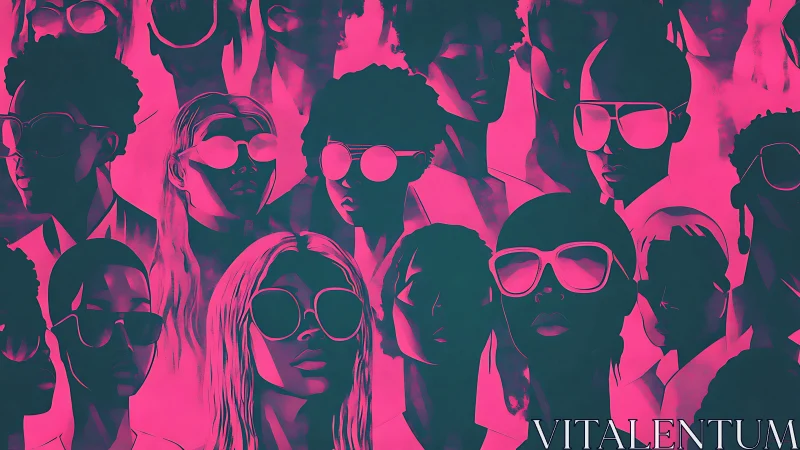 Digital illustration shows multiple shaded portraits in sunglasses