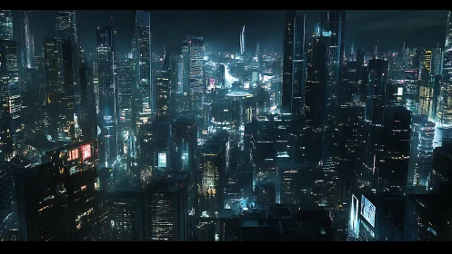 Neon-soaked megacity skyline pulses in a sleepless nightscape.