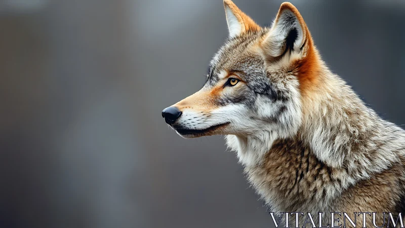 Wild coyote profile under soft diffuse winter light.