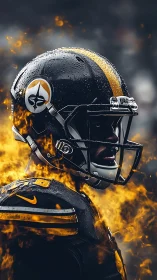 Hydrophobic football armor in pyro-dynamic portraiture rendering.