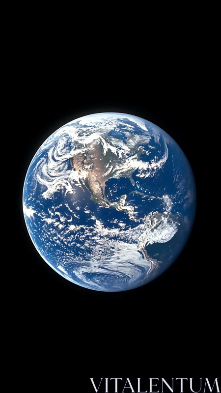Satellite view shows Earth with North America centered in frame