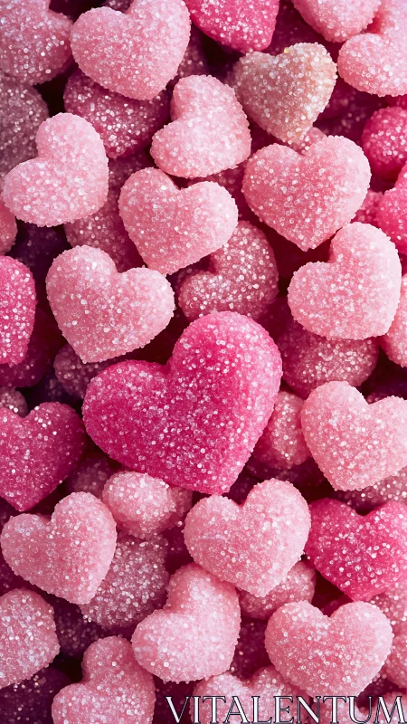 Pink Heart-Shaped Gummies Dusted in Sparkly Sugar.