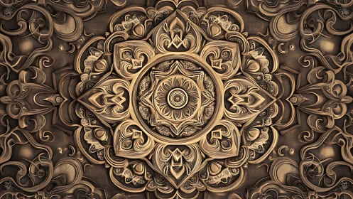 Ornate bronze mandala radiates intricate sacred symmetry