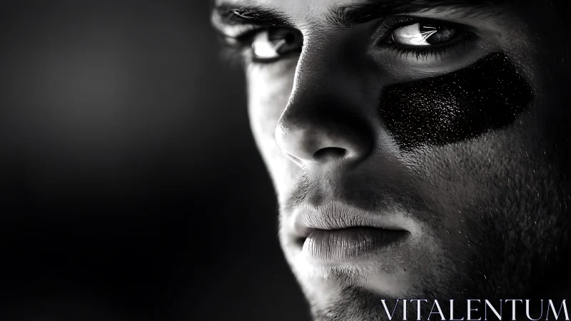 Intense black and white athlete portrait captures focused grit