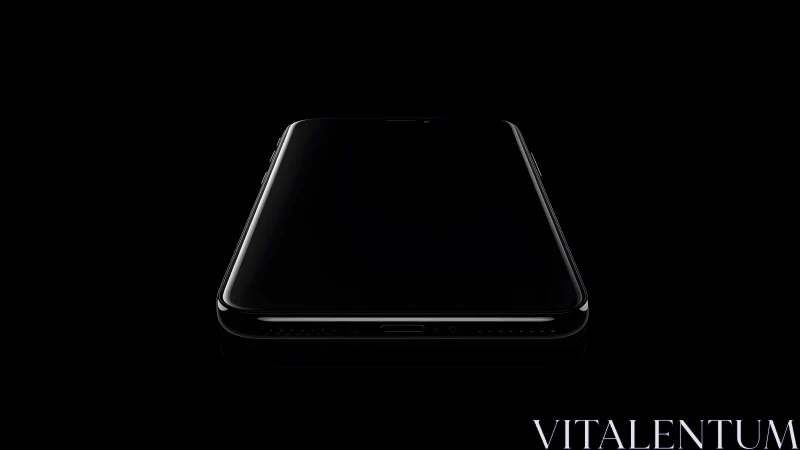 Sleek modern smartphone in dramatic black minimalist lighting.