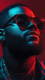 Bold glow of neon confidence in a cinematic close portrait.