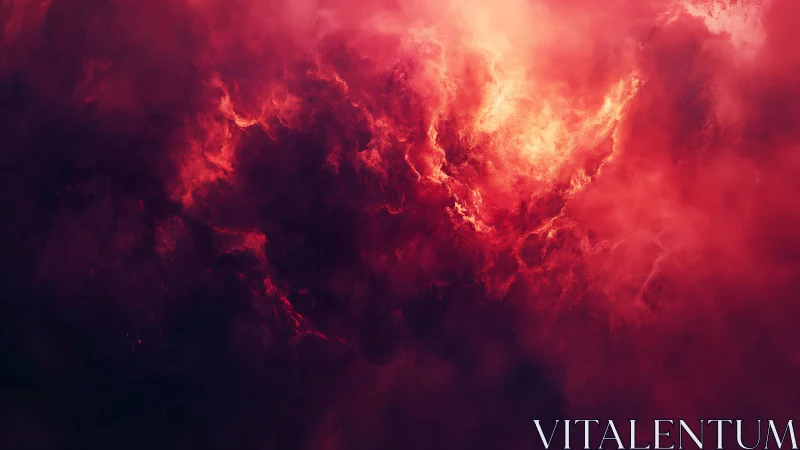 Fiery crimson nebula cloudscape with glowing core detail.