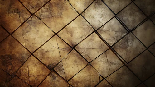 Warm rustic tiles glowing with timeworn golden texture.