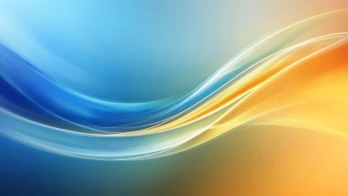 Flowing blue and amber light waves in smooth motion design.