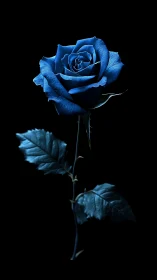 Cerulean Rose Bloom Against Achromatic Background. Technical Chiaroscuro Study.