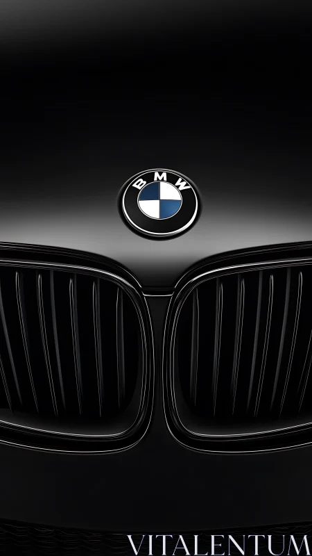 BMW front grille closeup against deep black background.