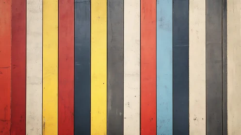 Vertical colored wooden planks form balanced striped pattern