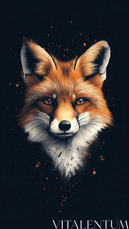 Foxfire gaze carves a burning silhouette from midnight ink