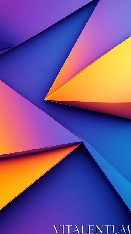 Geometric triangular planes intersect in vivid gradient colors