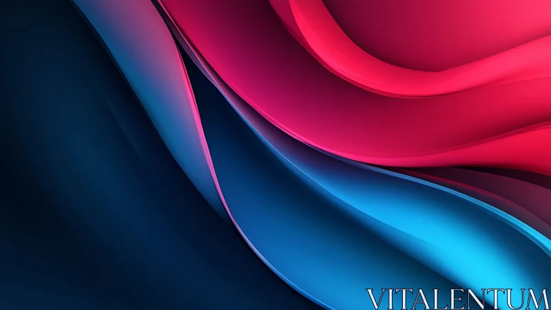 Vibrant red and blue abstract waves create fluid motion