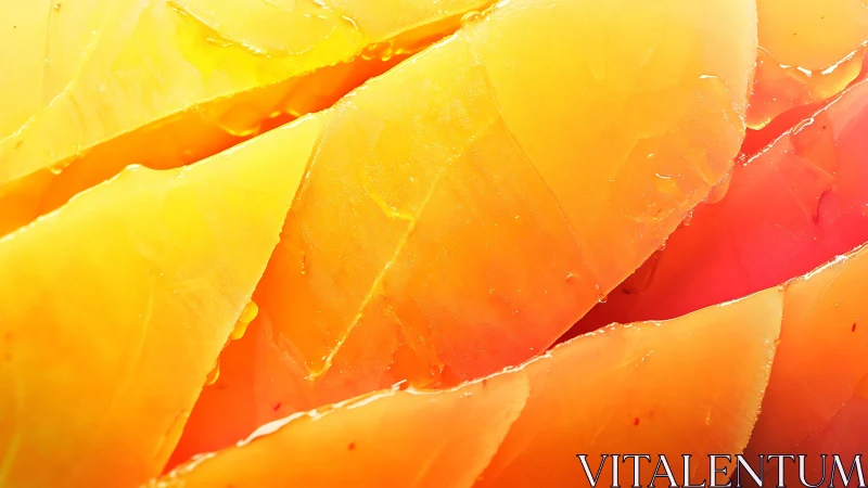 Close-up macro view of bright orange mango slices.