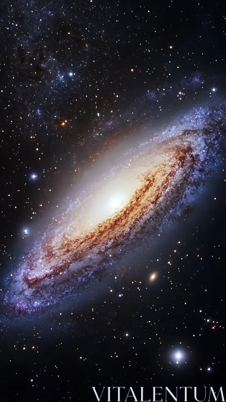 Spiral galaxy arcs through star-dense deep space field