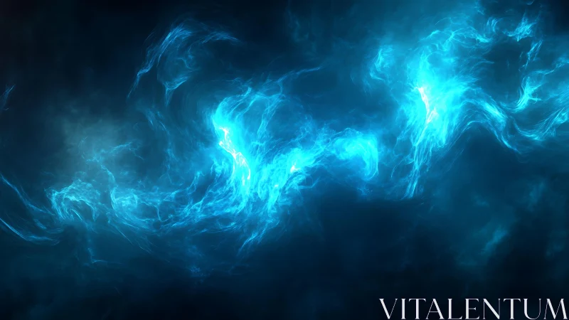 Bright blue energy swirl in abstract digital art style.