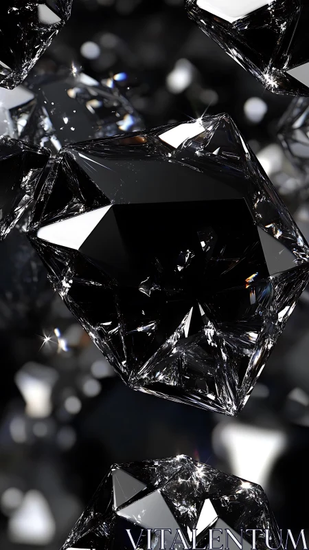 High-index black diamond cluster with specular caustics rendered.