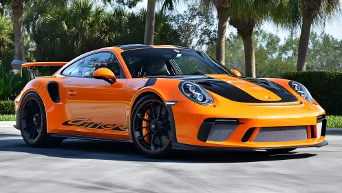 Orange Porsche 911 GT3 RS showcases aggressive track stance