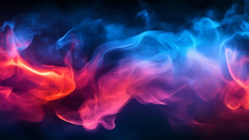 Luminous red and blue smokelike waves in gentle motion.