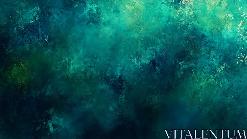 Textured teal abyss abstract with atmospheric depth field.