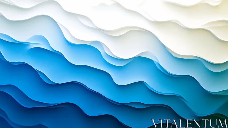 Gentle layered waves of blue and white flow in soothing rhythm
