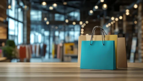 Shopping bags bask under boutique lights, quietly celebrating.