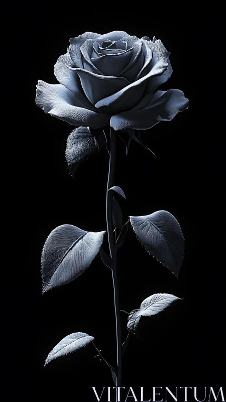 Monochromatic Rose Blooms Against Darkness, Radiating Sculptural Grace