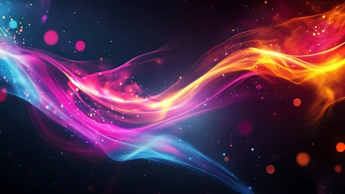 Colorful light waves drifting through a dreamy night sky.