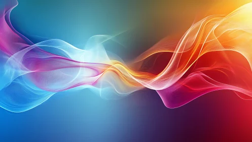 Colorful flowing light waves on smooth gradient background.