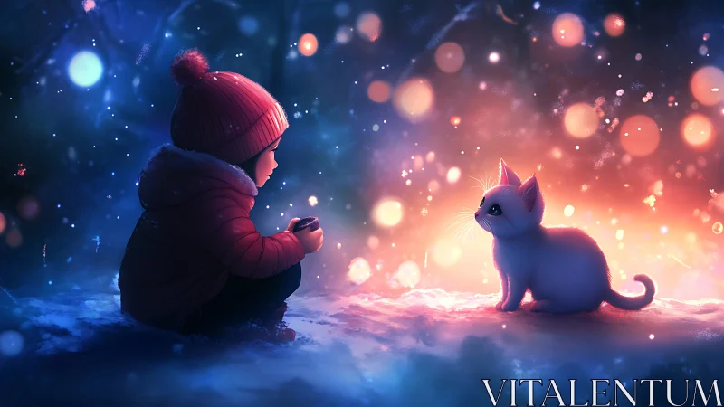 A Child's Magical Moment with a Glowing Kitten.