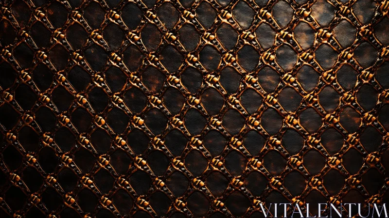 Burnished leather lattice glows with warm metallic texture